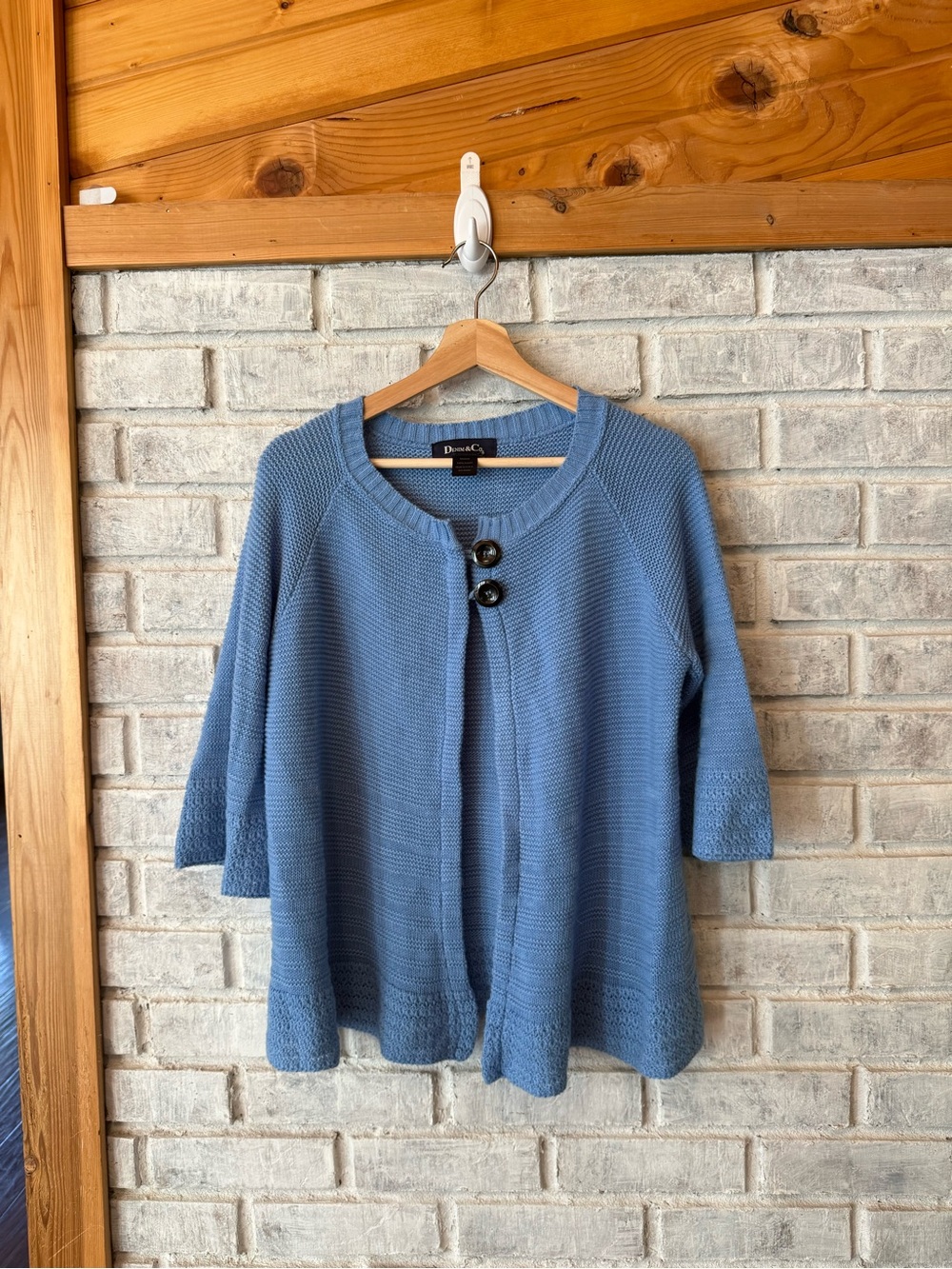Vintage Denim&Co Light Blue Two-Button Knit Cardigan #madeinusa
